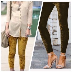 🖤SOLD OUT🖤Trendy Mustard Velvet Leggings NWT🖤